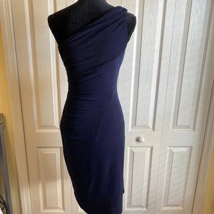 Ralph Lauren Navy One Shoulder Cocktail Dress Size 4